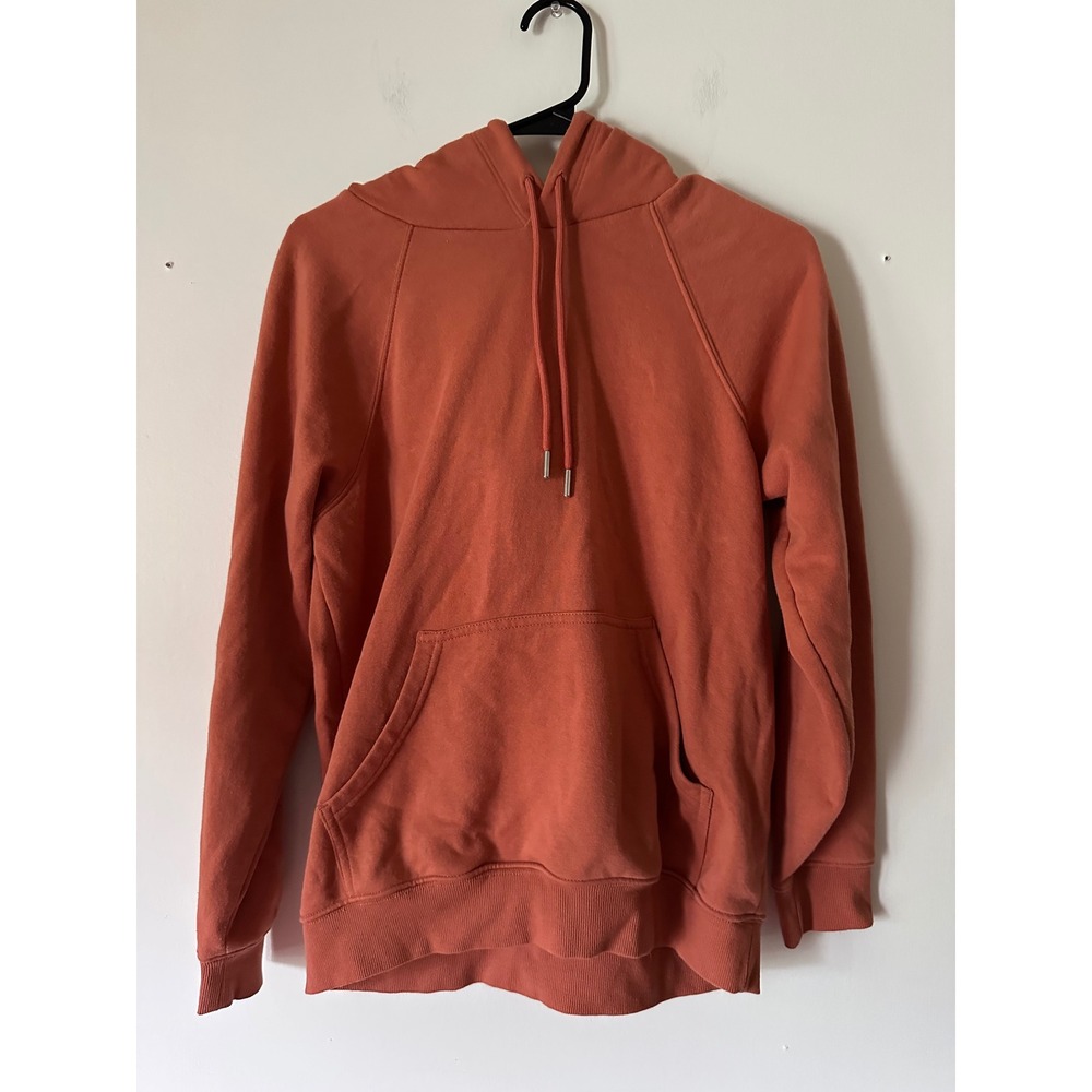 HM Basics Womens XS Burnt Orange Rust Fleece Raglan Hoodie Sweatshirt Pockets